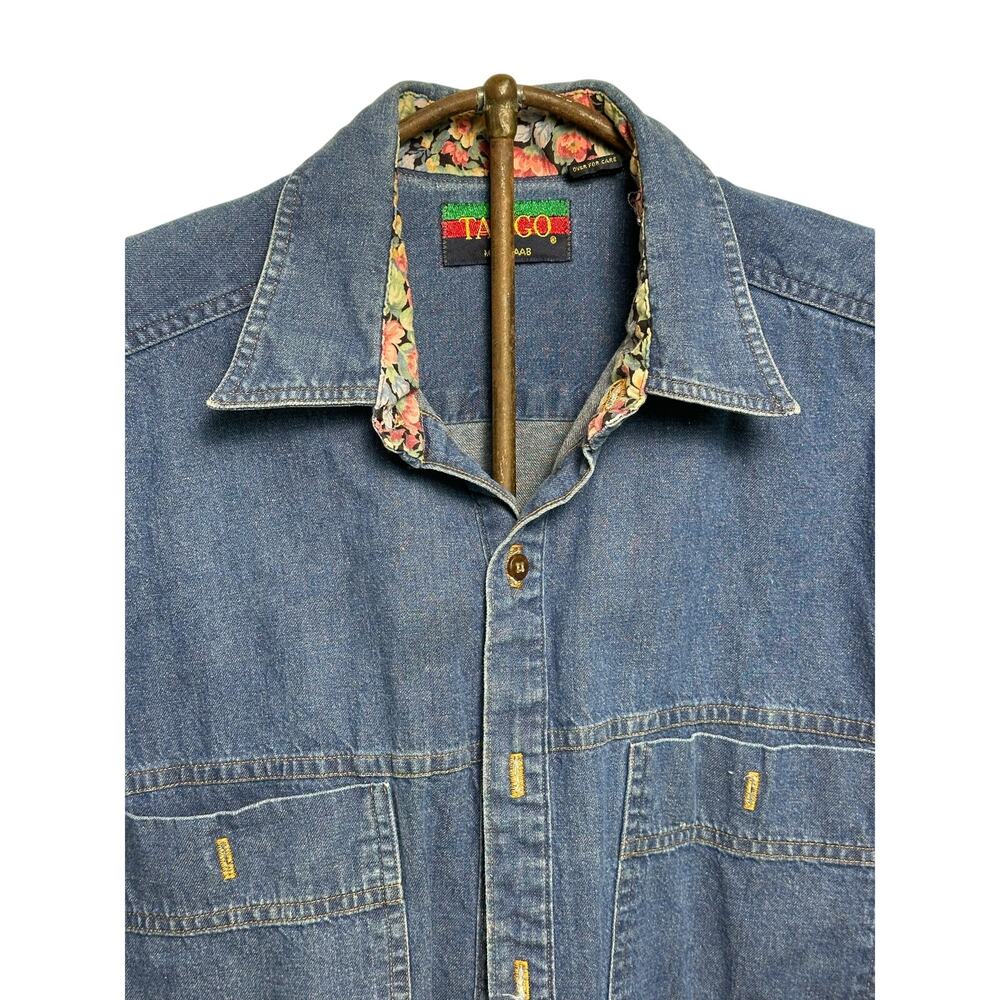 Tango by Max Raab Denim Button Down Long Sleeve Shirt Sz M